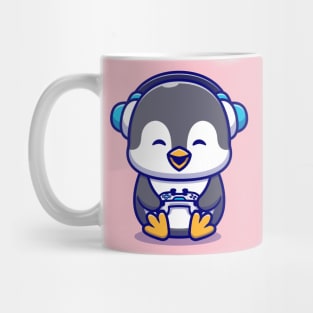 Cute Penguin Gaming Cartoon Mug